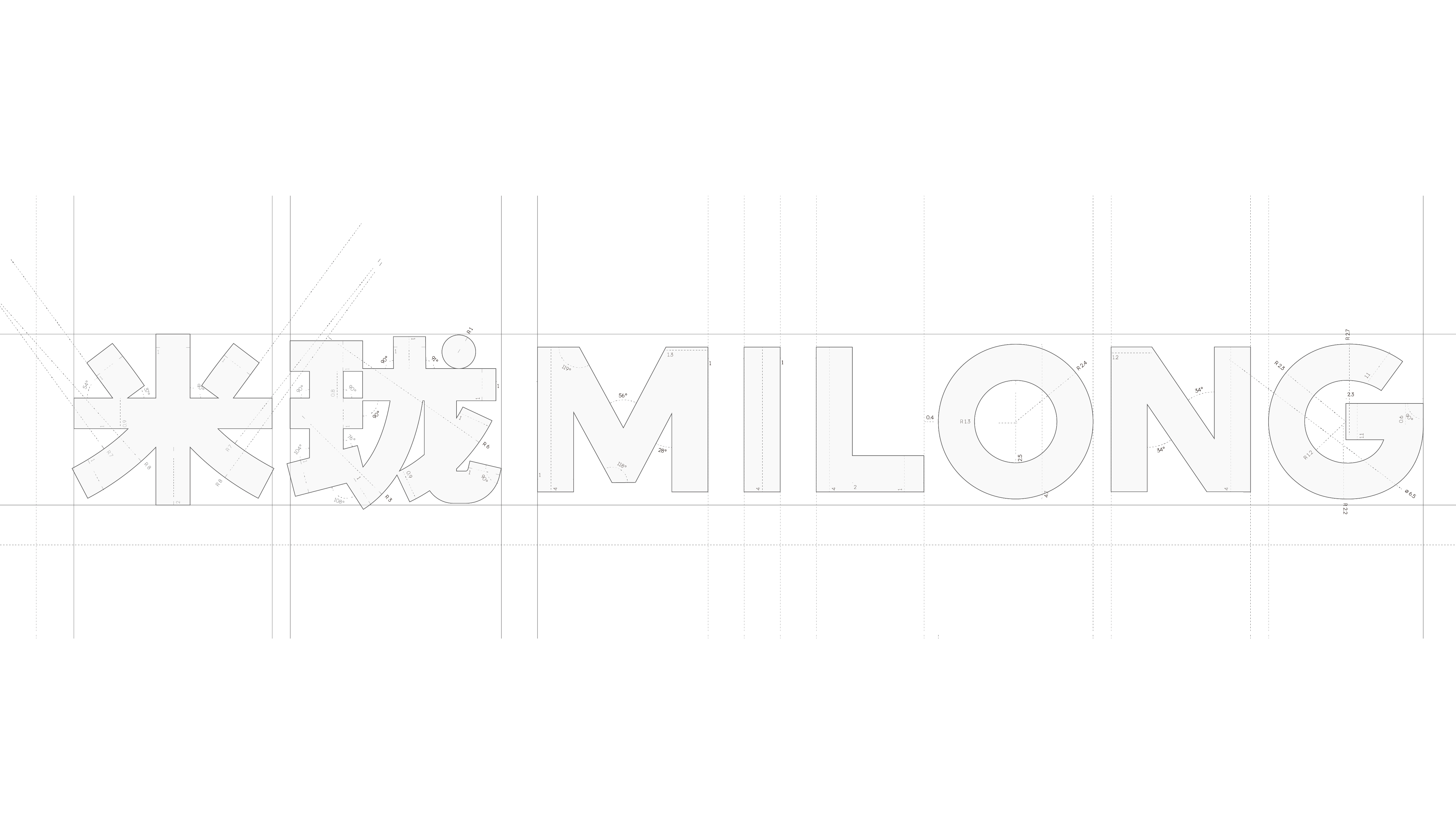 MILONG Chinese and Latin wordmark construction grid